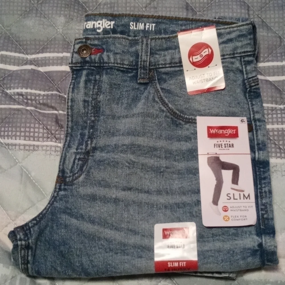 NWT wrangler 14 huskey slim fit blue jeans